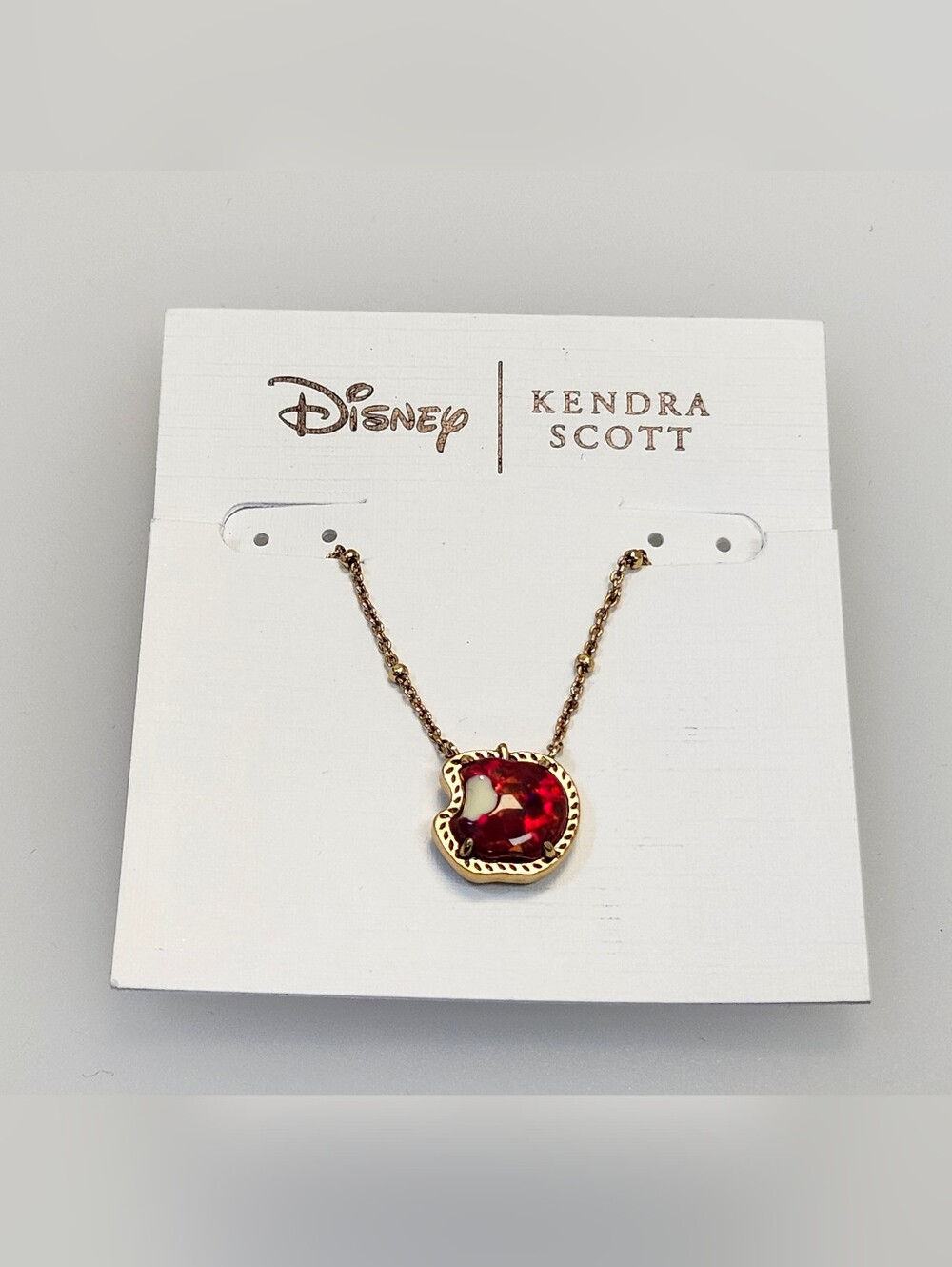 NWT Kendra Scott Gold-Tone Disney Snow White Red Poison Apple Necklace